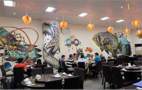 湘阴海鲜餐厅墙体彩绘